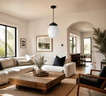 Load image into Gallery viewer, Vintage Art Deco Milk Glass Geometric  Skyscraper Shade Pendant Light
