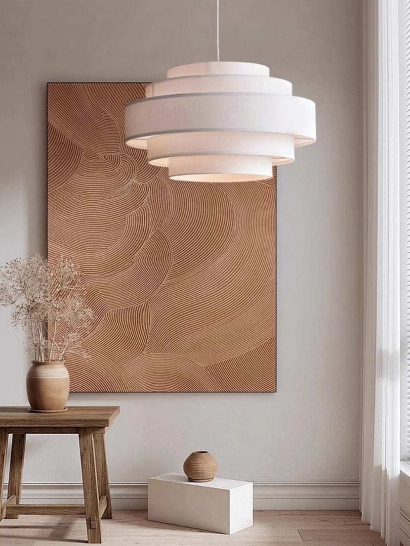 Suspension en tissu – Abat-jour tambour superposé au design textile moderne 