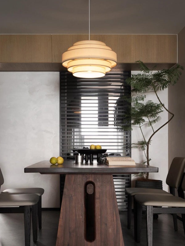 Suspension en tissu – Abat-jour tambour superposé au design textile moderne 