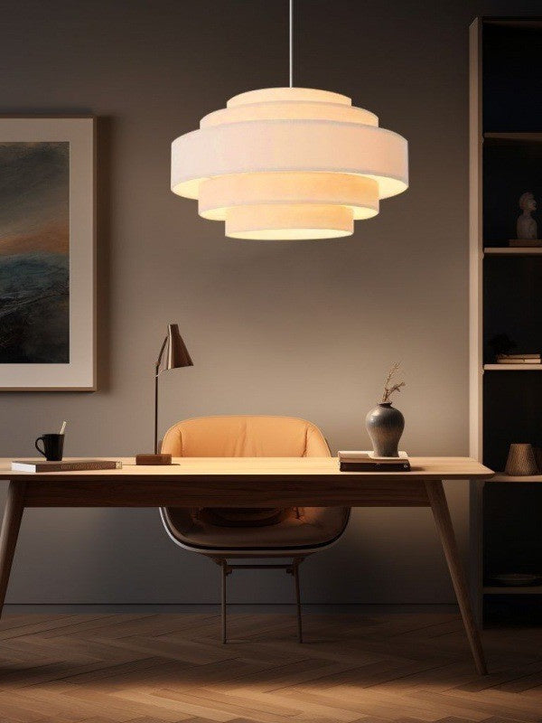 Suspension en tissu – Abat-jour tambour superposé au design textile moderne 
