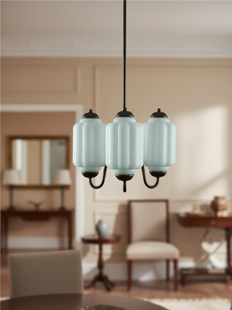 Eloise Chandelier – Milk Glass Chandelier in a Vintage Style Finish