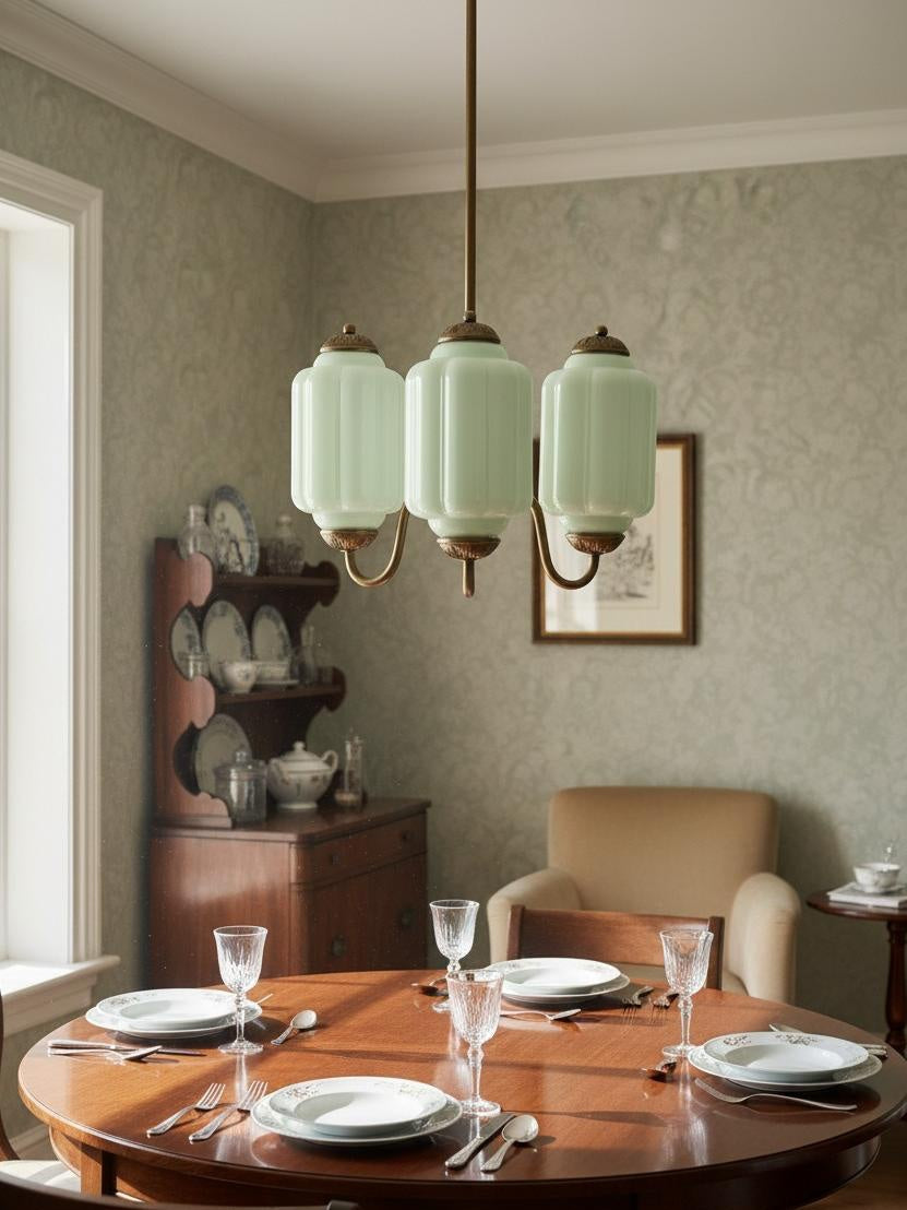 Eloise Chandelier – Milk Glass Chandelier in a Vintage Style Finish