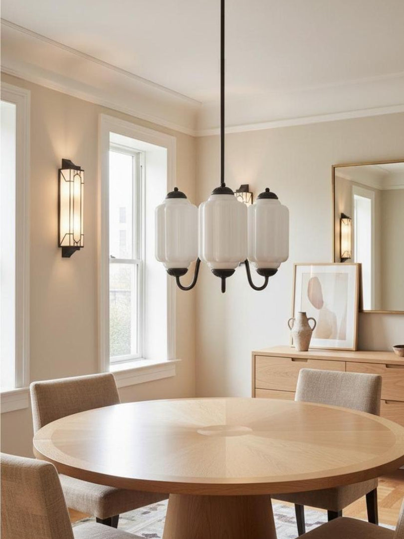 Eloise Chandelier – Milk Glass Chandelier in a Vintage Style Finish