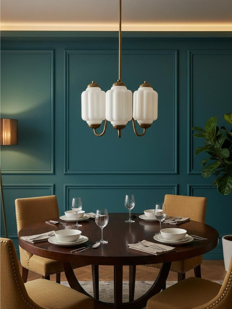 Eloise Chandelier – Milk Glass Chandelier in a Vintage Style Finish