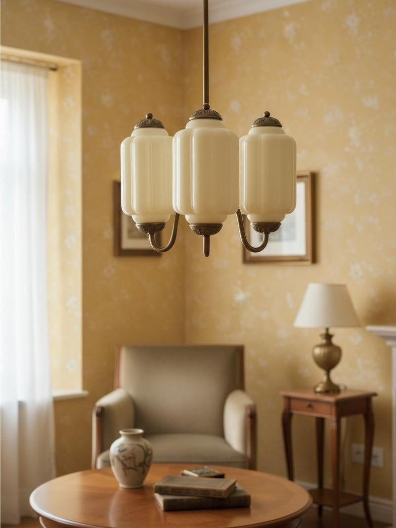 Eloise Chandelier – Milk Glass Chandelier in a Vintage Style Finish