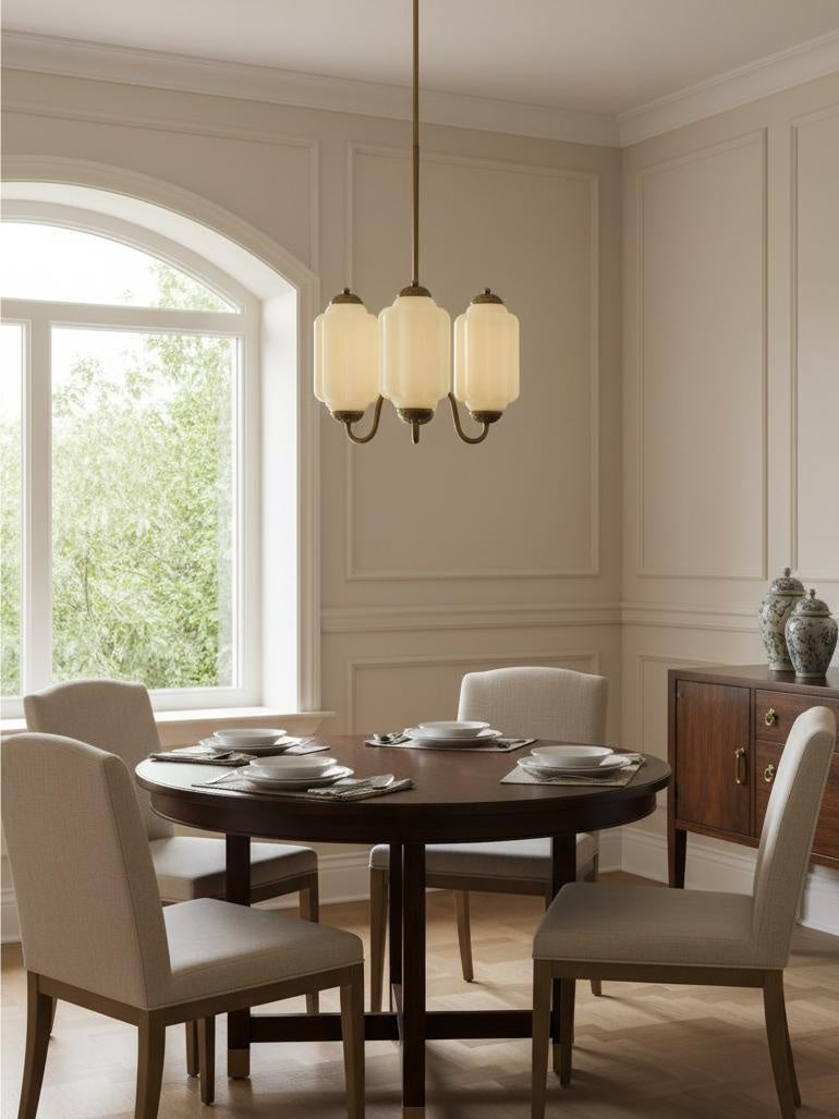 Eloise Chandelier – Milk Glass Chandelier in a Vintage Style Finish