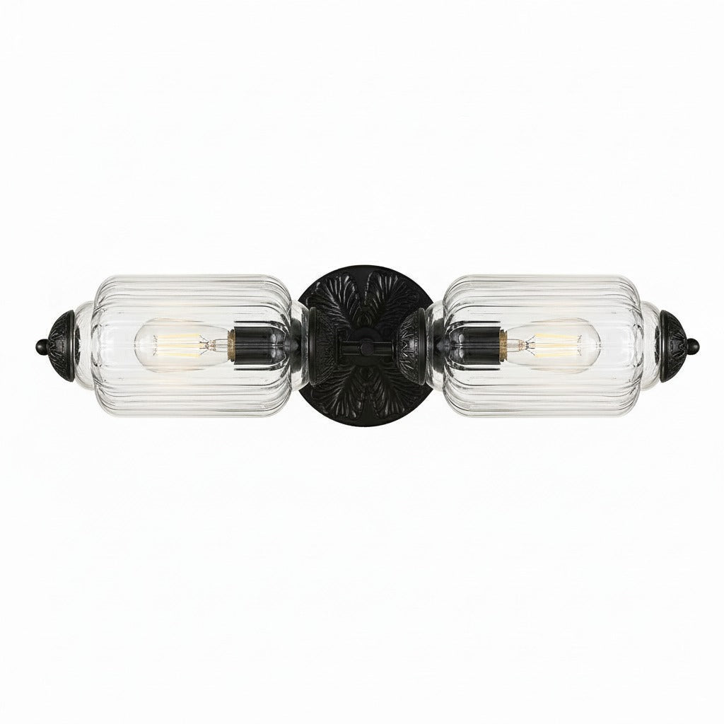 American Vintage Glass Lantern Shaped Horizontal Eloise Wall Sconce