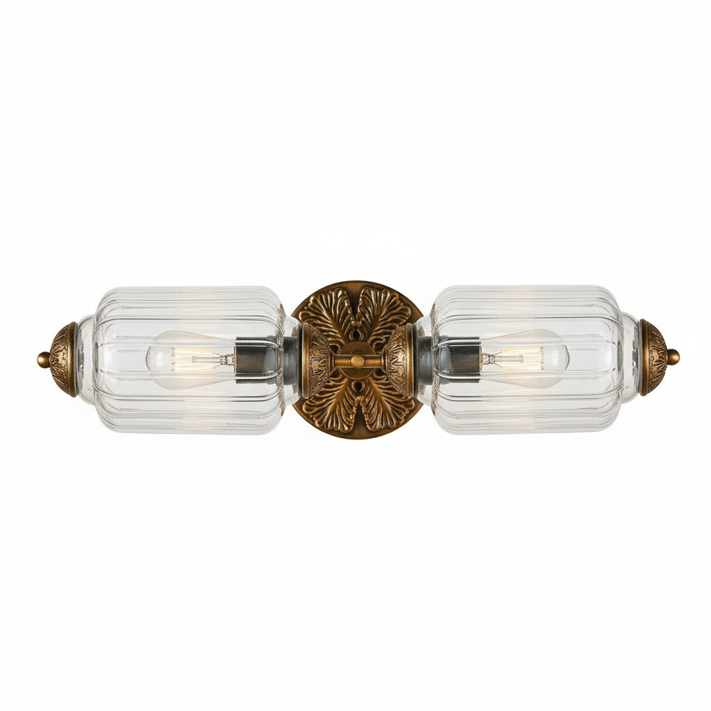 American Vintage Glass Lantern Shaped Horizontal Eloise Wall Sconce
