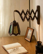 Load image into Gallery viewer, Expandable Wood and Glass Plug-In Wall Sconce - product view 10