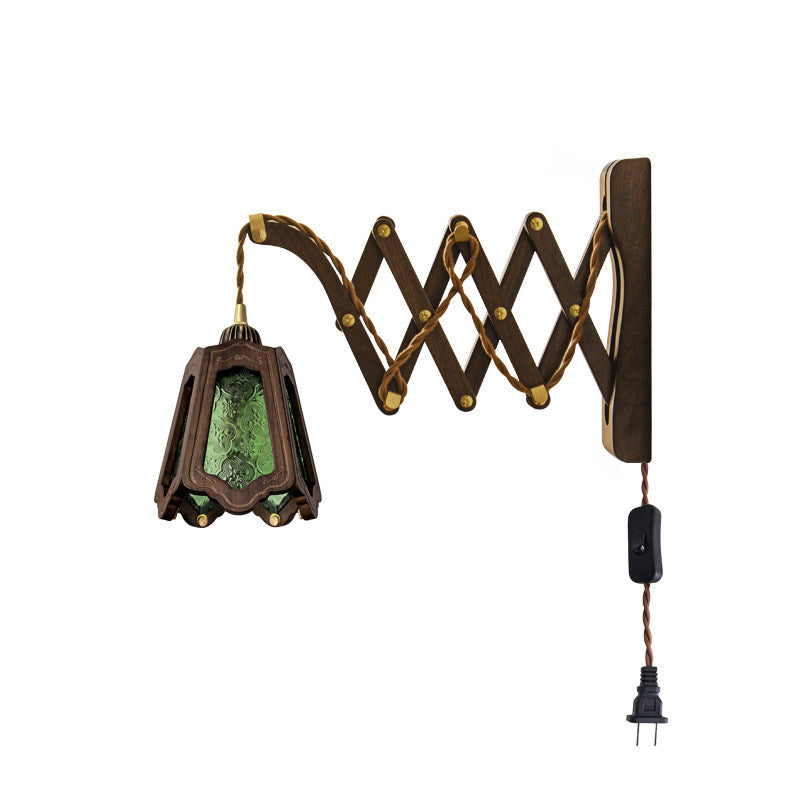 Expandable Wood and Glass Plug-In Wall Sconce - product view 13