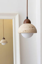 Load image into Gallery viewer, Flower Bud Travertine Wooden Pendant Lamp
