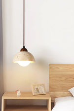 Load image into Gallery viewer, Flower Bud Travertine Wooden Pendant Lamp
