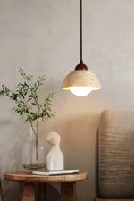 Load image into Gallery viewer, Flower Bud Travertine Wooden Pendant Lamp
