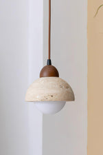 Load image into Gallery viewer, Flower Bud Travertine Wooden Pendant Lamp
