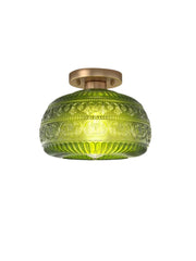 Vintage Glass Globe Ceiling Light - Textured Semi Flush for Any Room