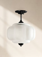 Load image into Gallery viewer, Eloise Scallop Vintage Milk Glass Semi Flush Mount Pendant Light