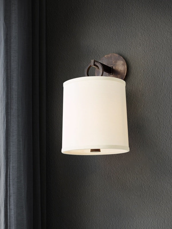 Applique murale minimaliste avec abat-jour en tissu - Abat-jour tambour doux