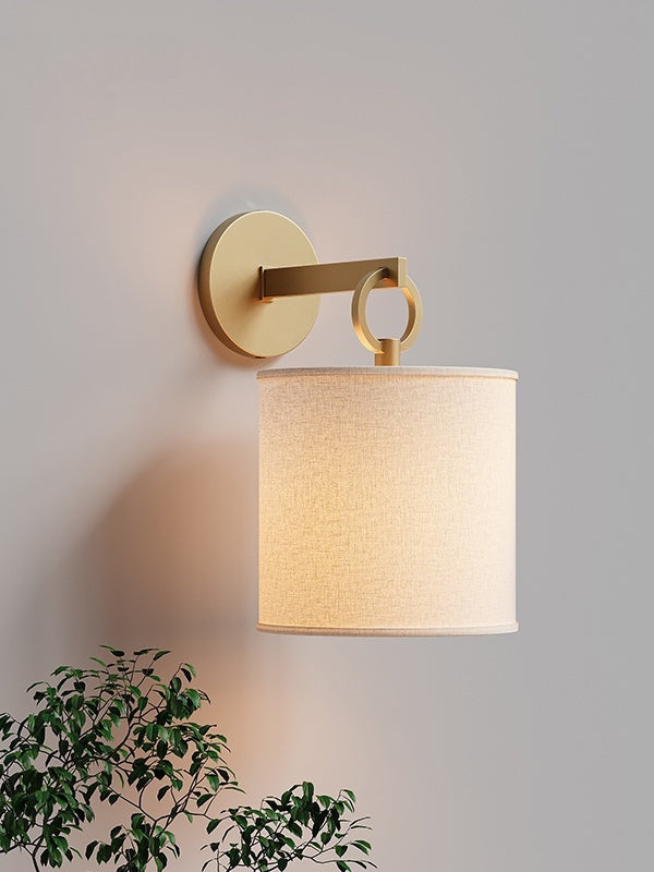 Applique murale minimaliste avec abat-jour en tissu - Abat-jour tambour doux