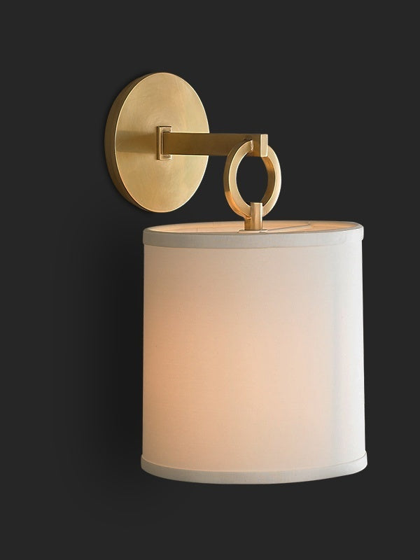 Applique murale minimaliste avec abat-jour en tissu - Abat-jour tambour doux