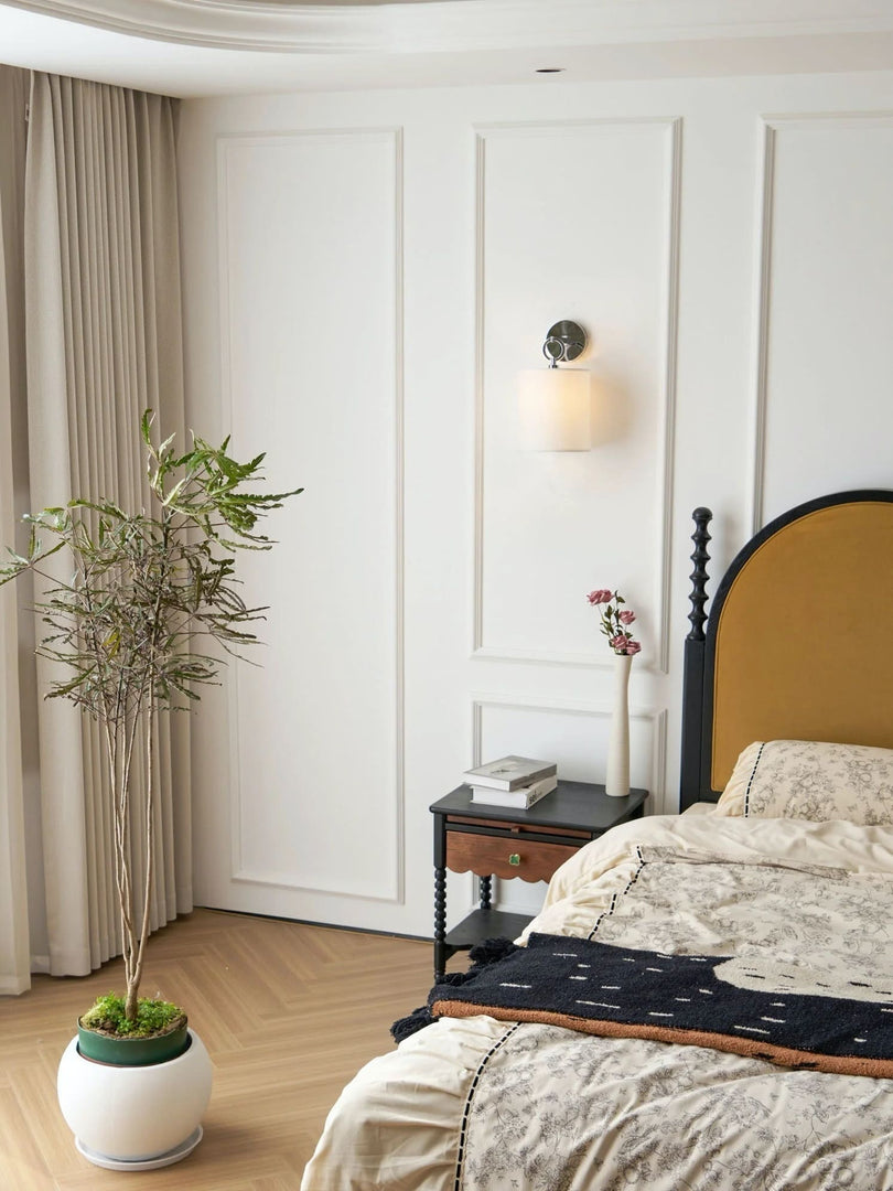 Applique murale minimaliste avec abat-jour en tissu - Abat-jour tambour doux
