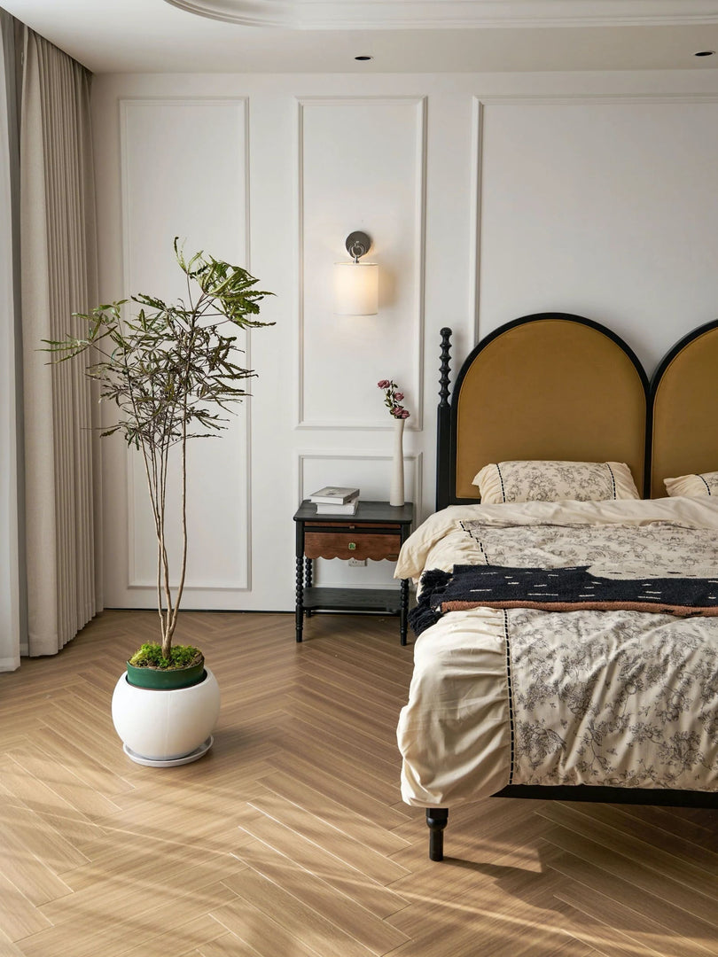 Applique murale minimaliste avec abat-jour en tissu - Abat-jour tambour doux