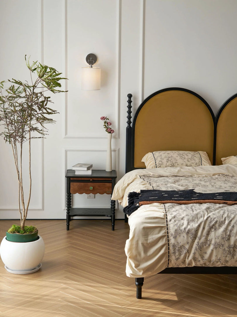 Applique murale minimaliste avec abat-jour en tissu - Abat-jour tambour doux
