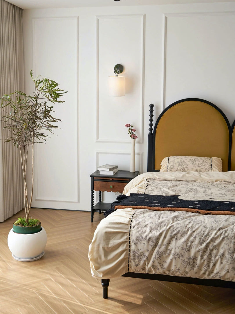 Applique murale minimaliste avec abat-jour en tissu - Abat-jour tambour doux
