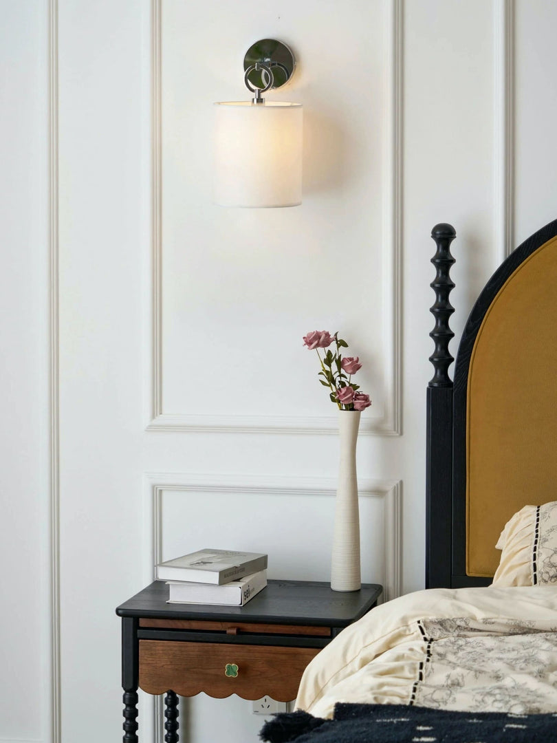 Applique murale minimaliste avec abat-jour en tissu - Abat-jour tambour doux