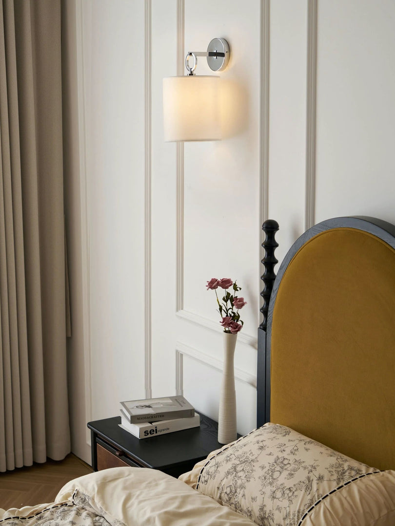 Applique murale minimaliste avec abat-jour en tissu - Abat-jour tambour doux