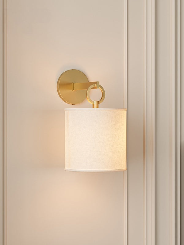 Applique murale minimaliste avec abat-jour en tissu - Abat-jour tambour doux