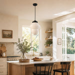 Load image into Gallery viewer, Vintage Art Deco Milk Glass Geometric  Skyscraper Shade Pendant Light