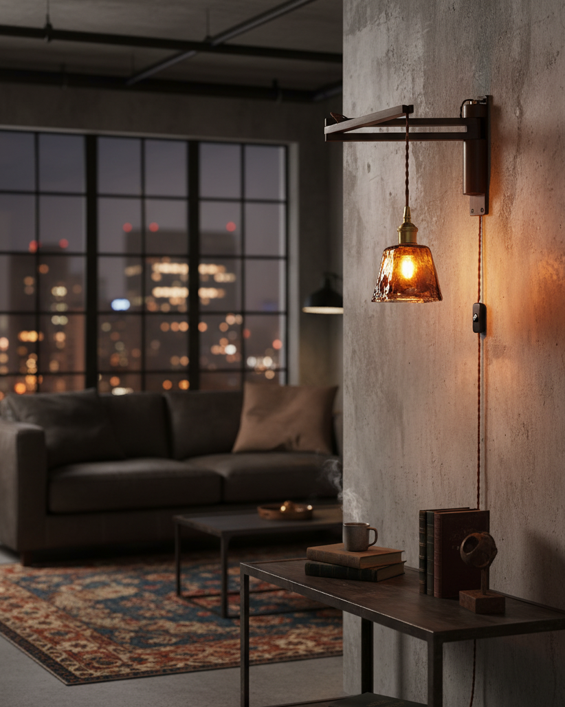 Five-Style Vintage Glass Plug-In Wall Lamp product view
