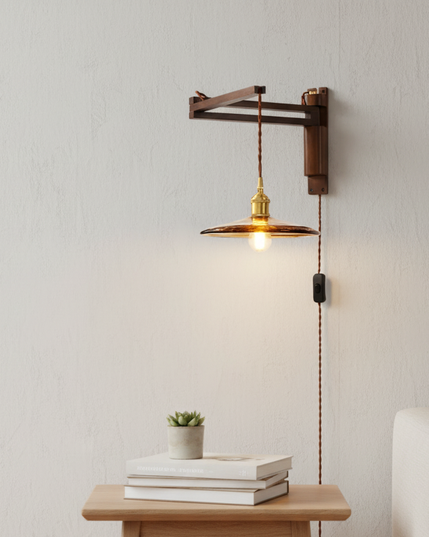 Five-Style Vintage Glass Plug-In Wall Lamp product view