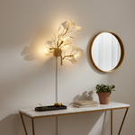 Cargar imagen en el visor de la Galería, Ginkgo Leaf Gold and Acrylic Plug-In Wall Sconce room scene 6