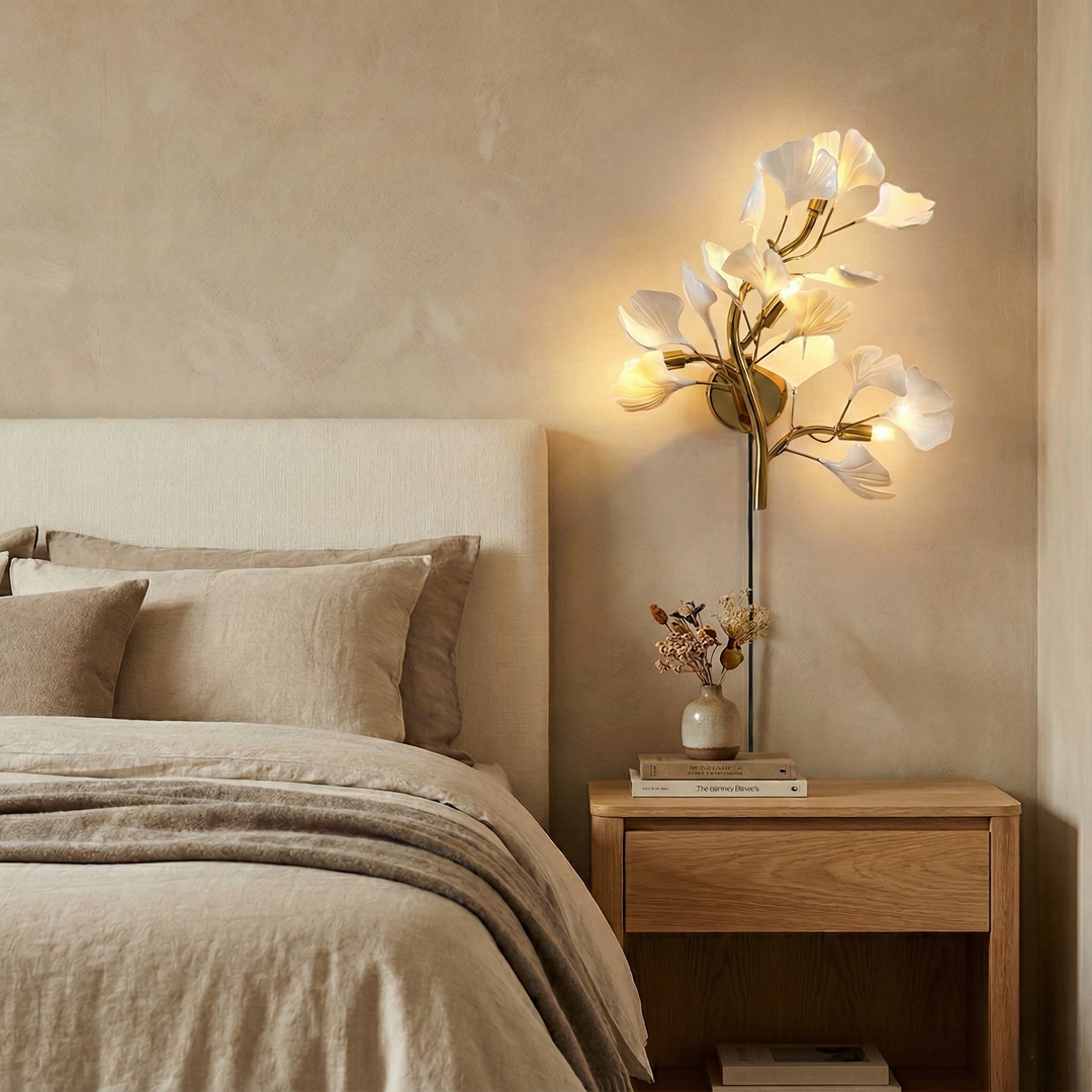 Ginkgo Leaf Gold and Acrylic Plug-In Wall Sconce product view 7