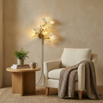 Cargar imagen en el visor de la Galería, Ginkgo Leaf Gold and Acrylic Plug-In Wall Sconce room scene 9