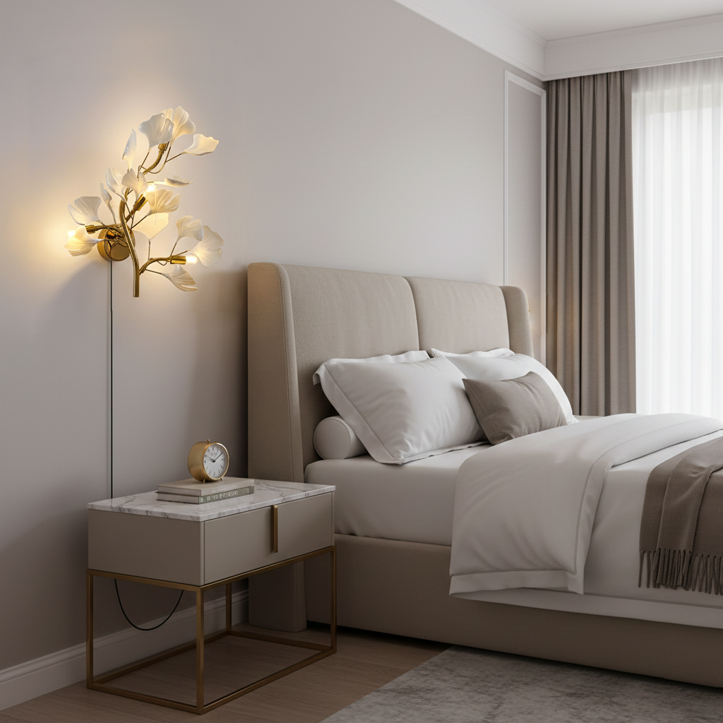 Ginkgo Leaf Gold and Acrylic Plug-In Wall Sconce product view 8