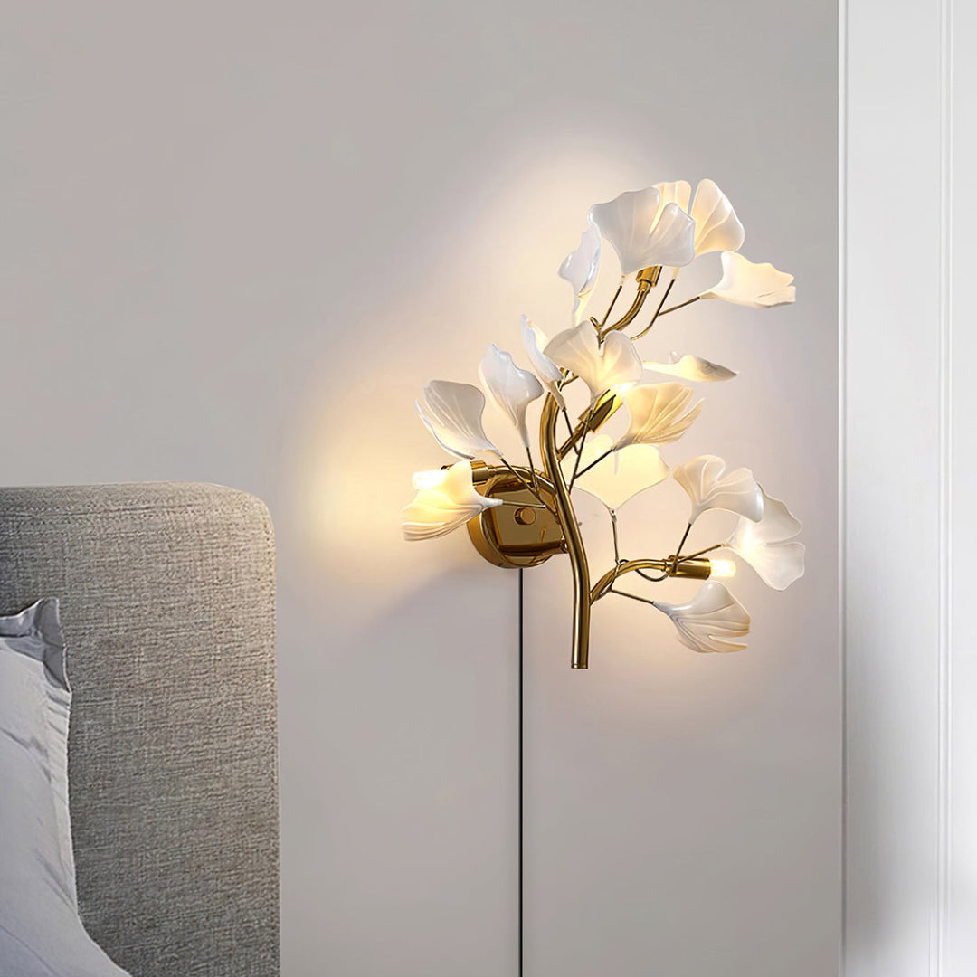 Ginkgo Leaf Gold and Acrylic Plug-In Wall Sconce product view 21