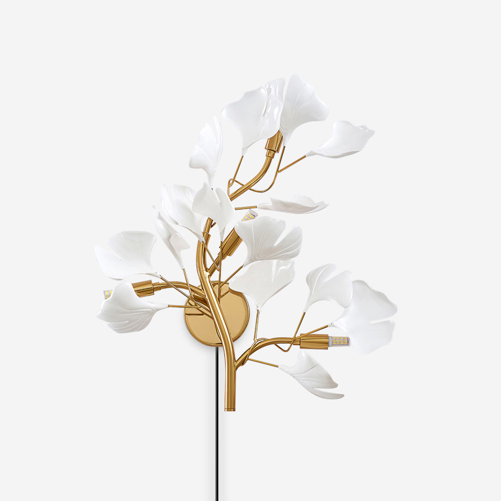 Ginkgo Leaf Gold and Acrylic Plug-In Wall Sconce product view 1