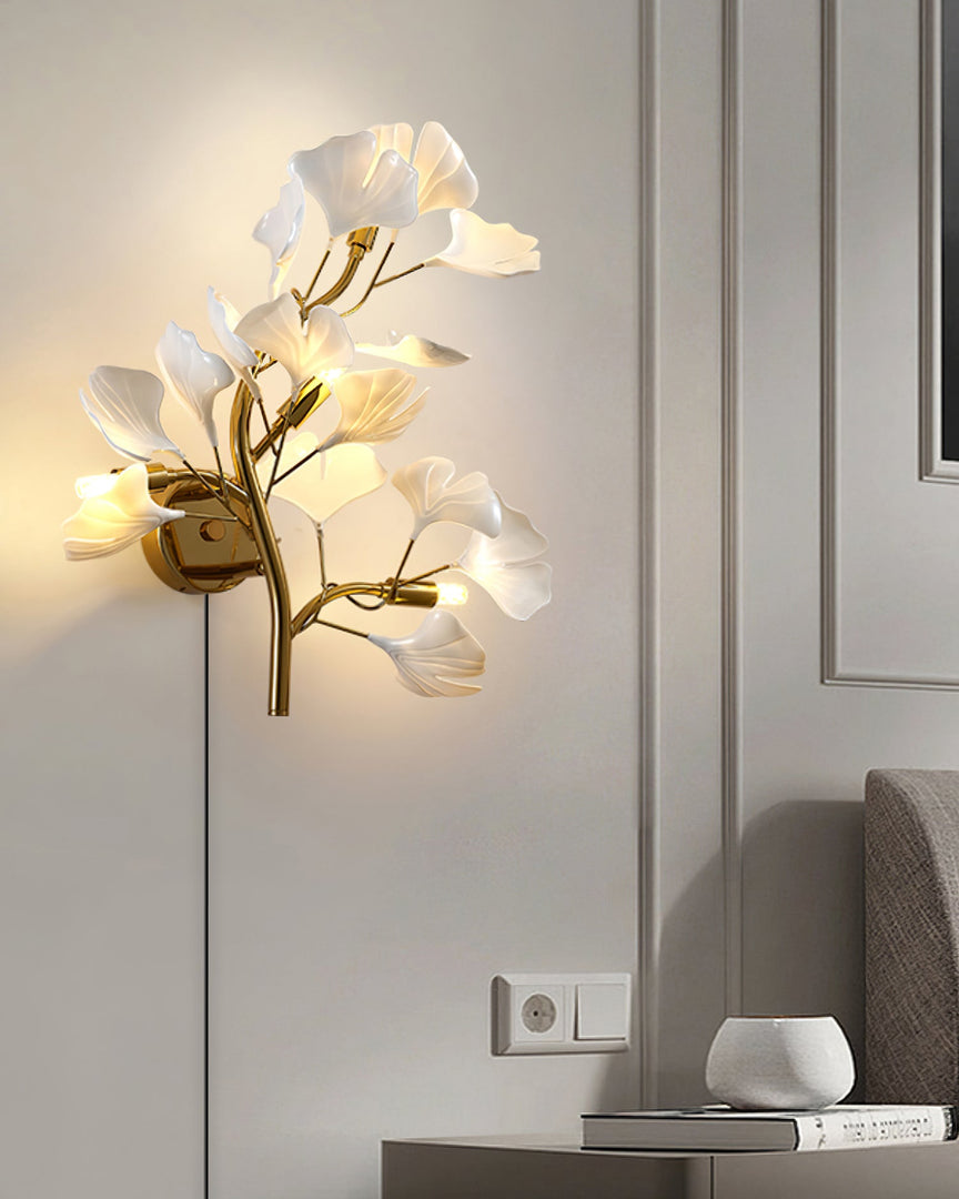 Ginkgo Leaf Gold and Acrylic Plug-In Wall Sconce product view 2