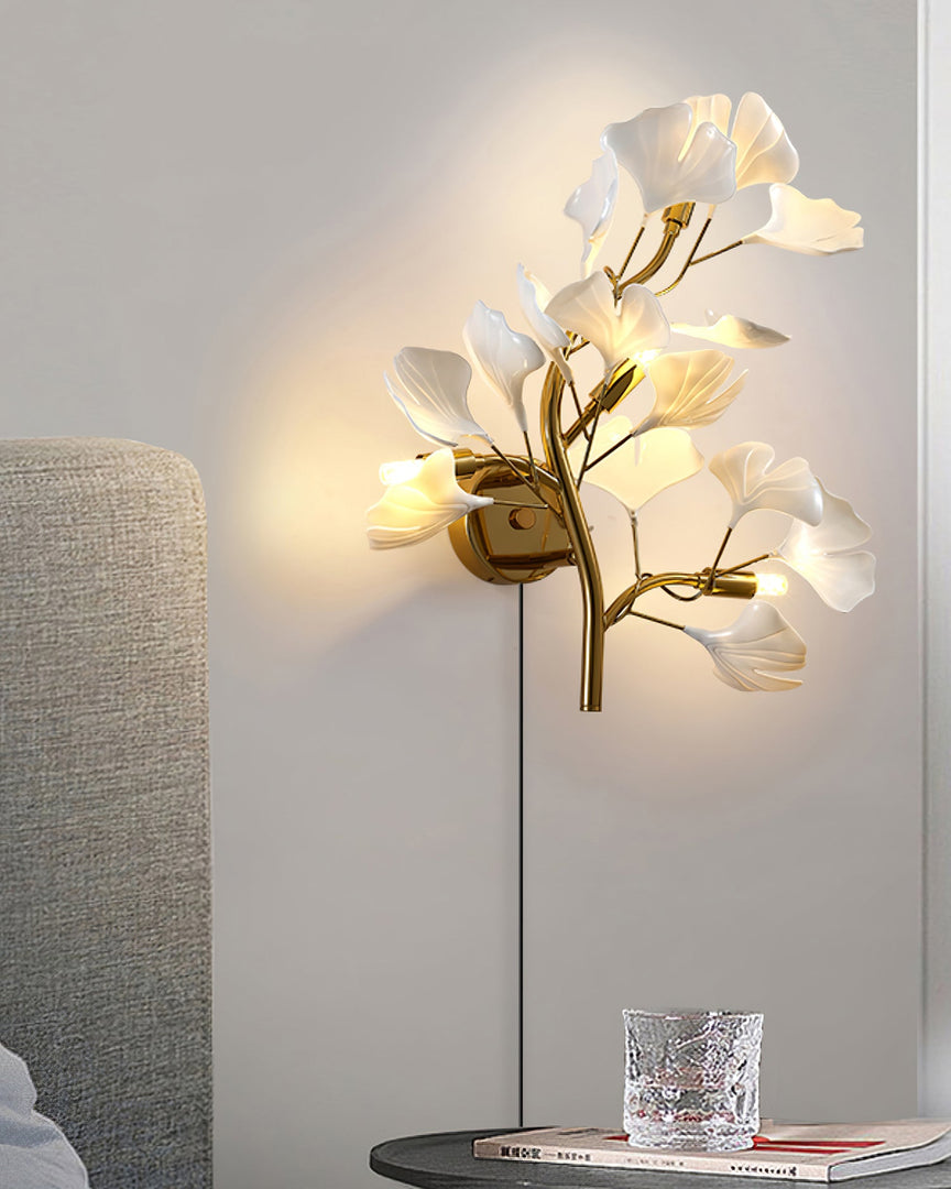 Ginkgo Leaf Gold and Acrylic Plug-In Wall Sconce product view 3