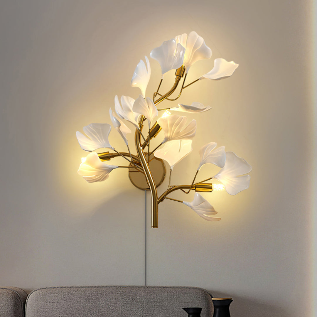Ginkgo Leaf Gold and Acrylic Plug-In Wall Sconce product view 4