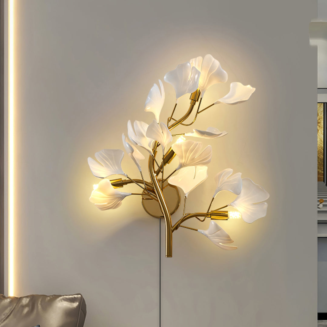 Ginkgo Leaf Gold and Acrylic Plug-In Wall Sconce product view 14