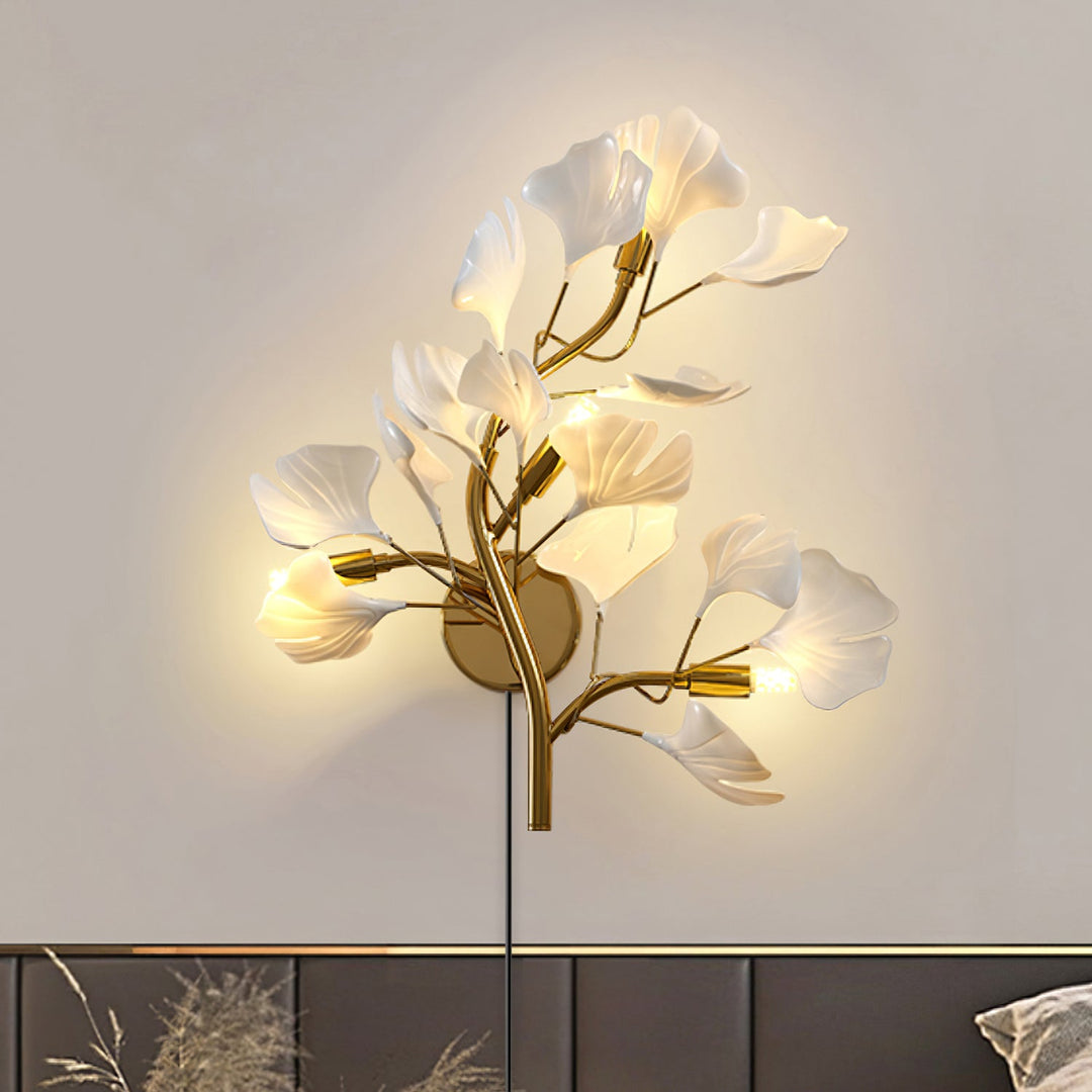 Ginkgo Leaf Gold and Acrylic Plug-In Wall Sconce product view 15