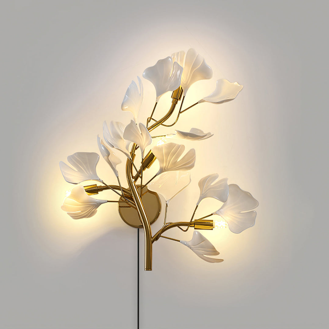 Ginkgo Leaf Gold and Acrylic Plug-In Wall Sconce product view 16