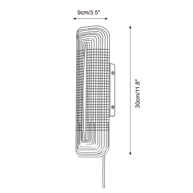 Looped Reeded Glass Plug-In Wall Sconce - dimension drawing 5