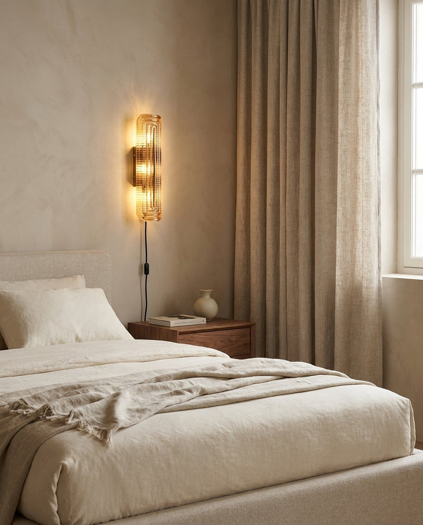Looped Reeded Glass Plug-In Wall Sconce - product view 10