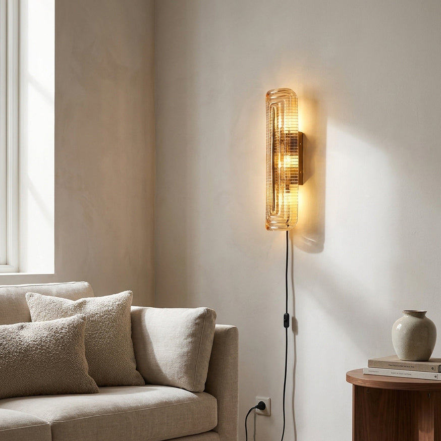 Looped Reeded Glass Plug-In Wall Sconce - product view 9