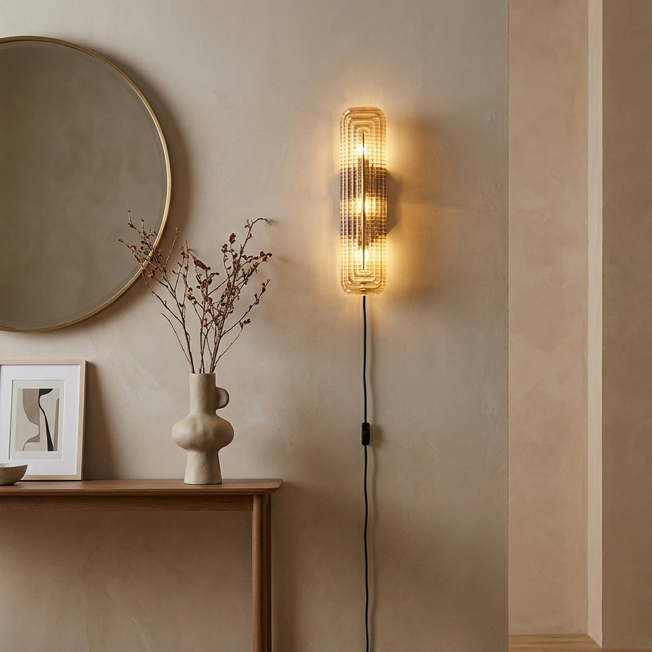 Looped Reeded Glass Plug-In Wall Sconce - product view 3