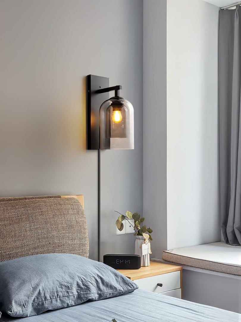Glass Tubular Plug-In Wall Light with Inline Switch - product image 3